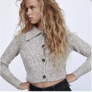 Zara Gray Button-Up Cardigan